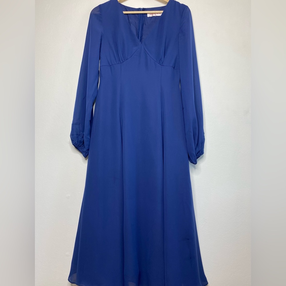 NWT JJ’S House V neck A line Chiffon Midi Dress Size S Bridesmaid Wedding guest - Picture 9 of 12